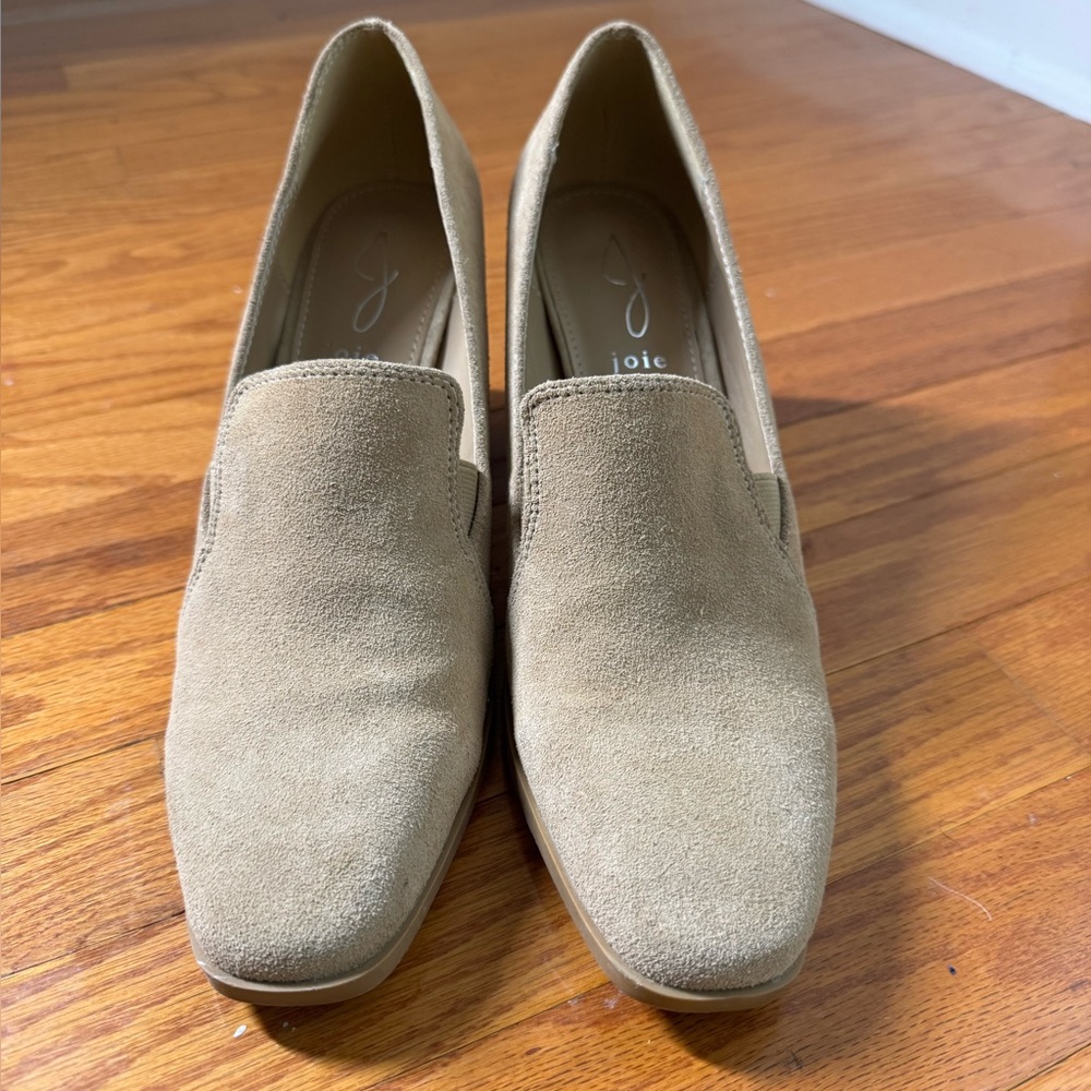 JOIE Wevenly Tan Suede Leather Chunky Block Heels 9 - Picture 4 of 9